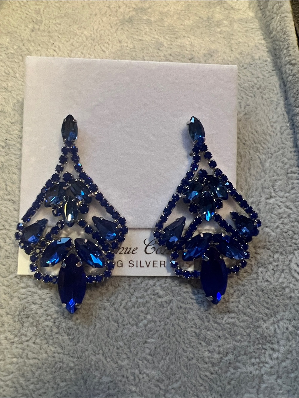 Royal Blue Crystal Chandelier Earrings - Women Jewelry